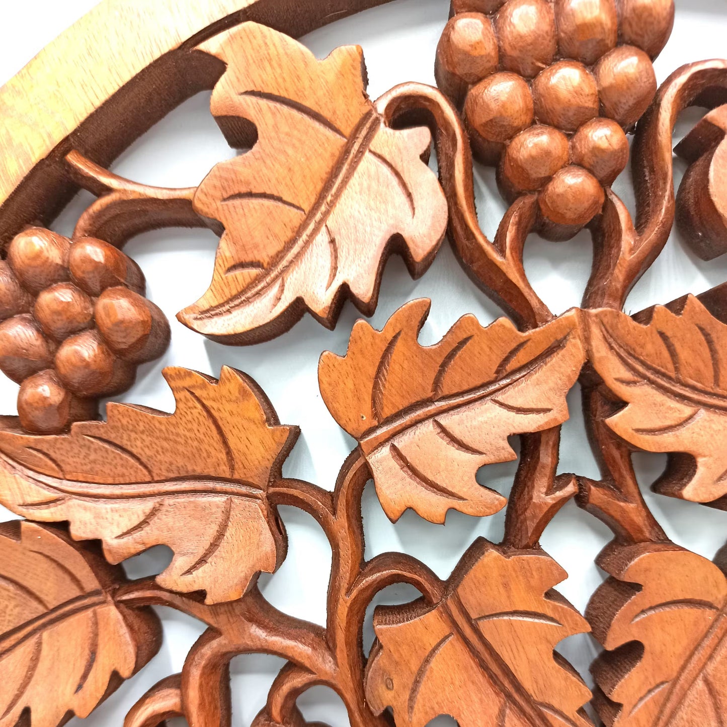 Tree of Life / Grapes - Handmade Decorative Suar Wooden Plaque - 40cm