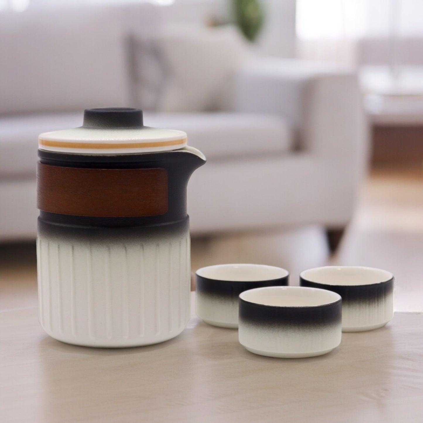 350ml Ceramic Teapot with and a 3 Matching Cup Set