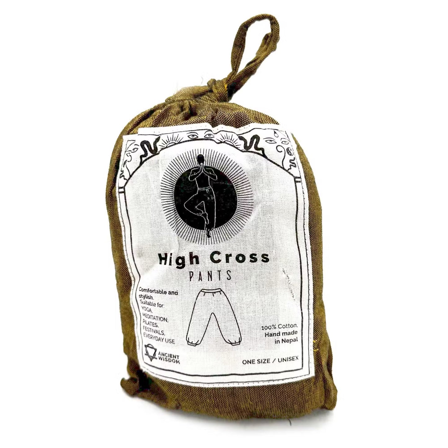 100% Eco-Friendly Cotton Unisex High Cross Style Yoga and Festival Pants - Orange Multicolour / Himalayan Print