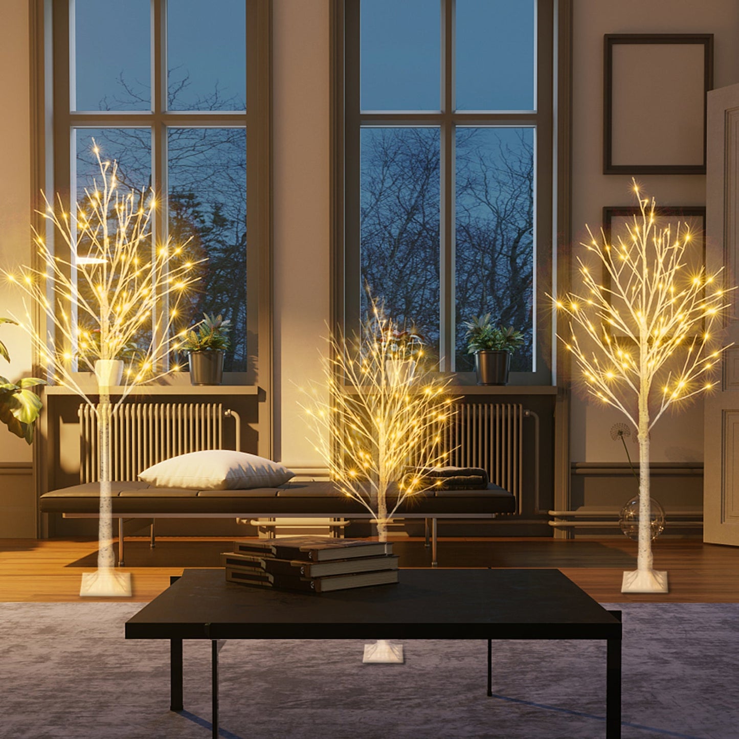 4ft LED Lit White Christmas Birch Twig Tree