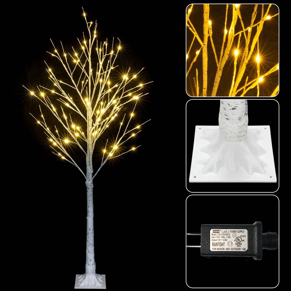 4ft LED Lit White Christmas Birch Twig Tree