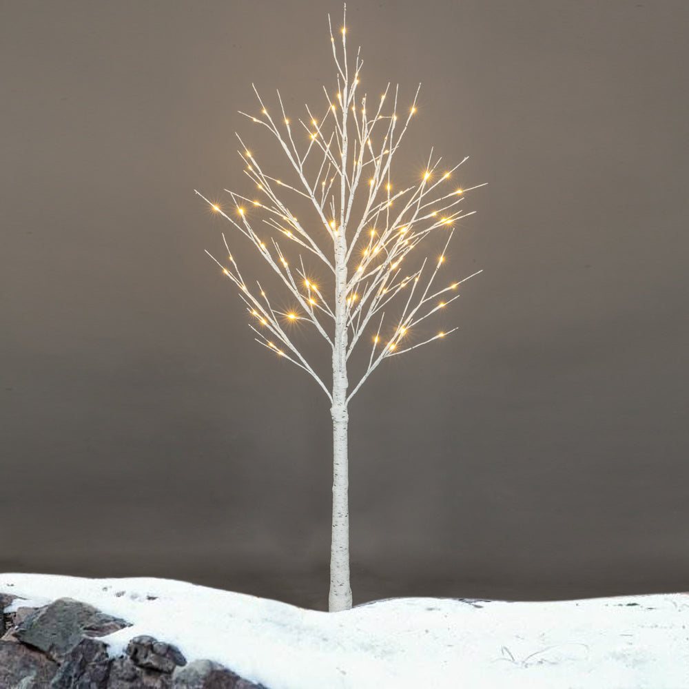 5ft LED Lit White Christmas Birch Twig Tree