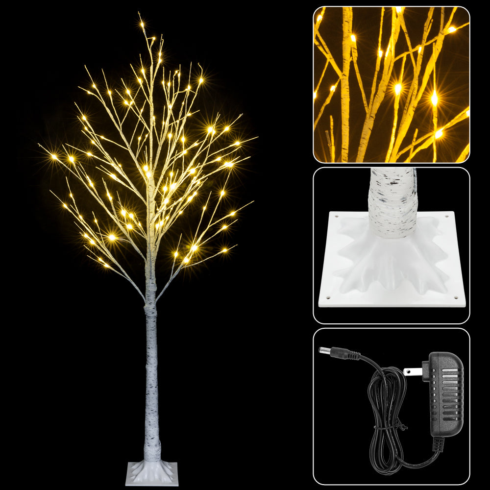 5ft LED Lit White Christmas Birch Twig Tree