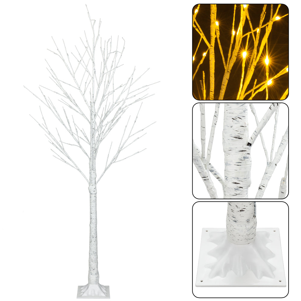 6ft LED Lit White Christmas Birch Twig Tree