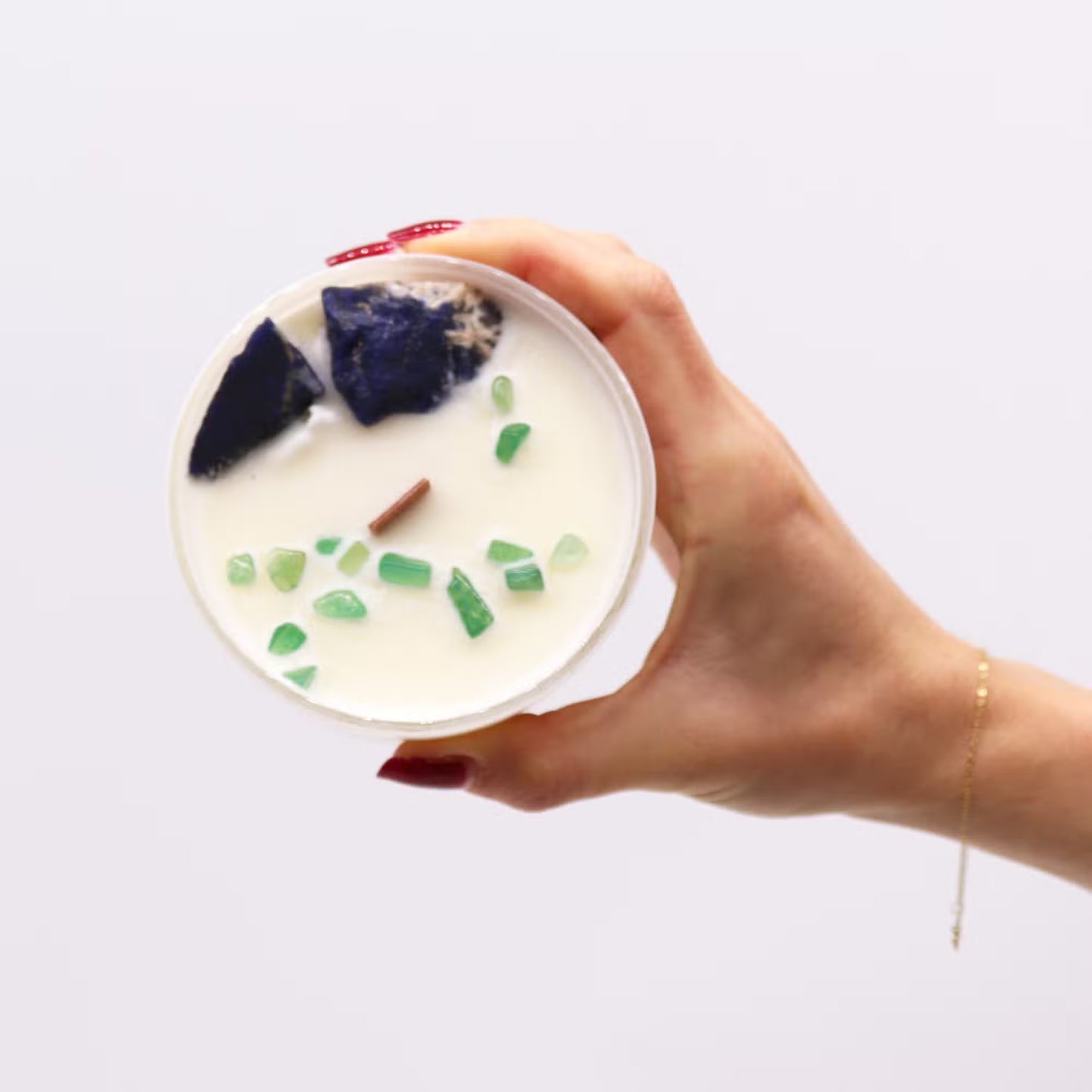 Scented Chakra Crystal and Eco-Friendly Soy Wax Candle - Throat Chakra