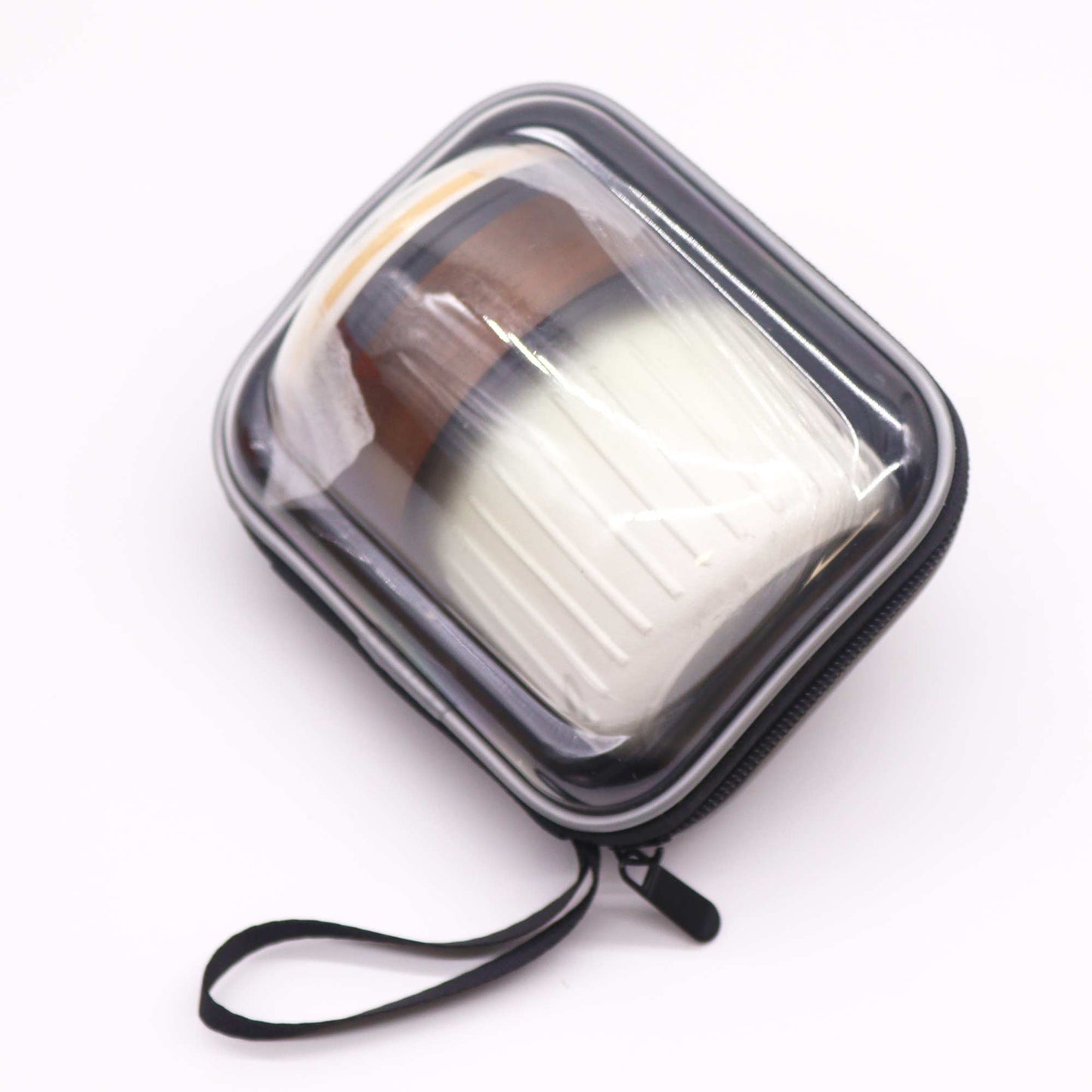 Clear Side of theZipped Travel Case for the 350ml Ceramic Teapot with an Infuser a 3 Matching Cup Set