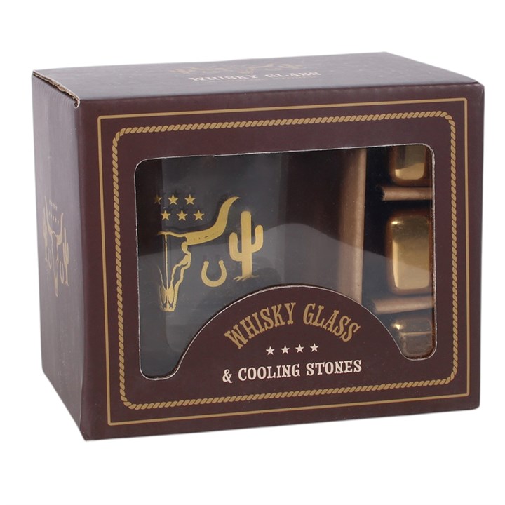 Western Drinking Glass and Cooling Stone Set