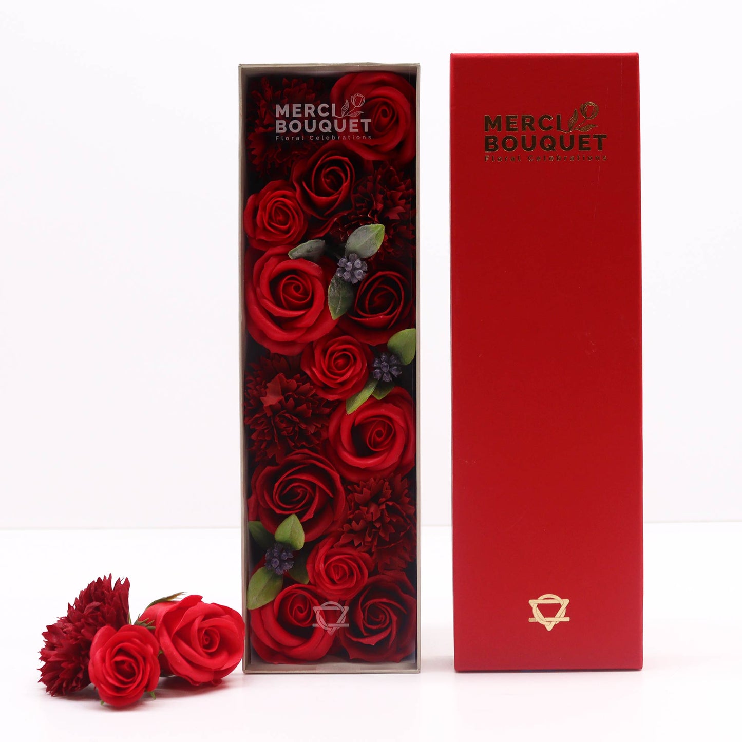 Long Box Flower Shaped Soap Gift Boxes - Classic Red Roses Collection
