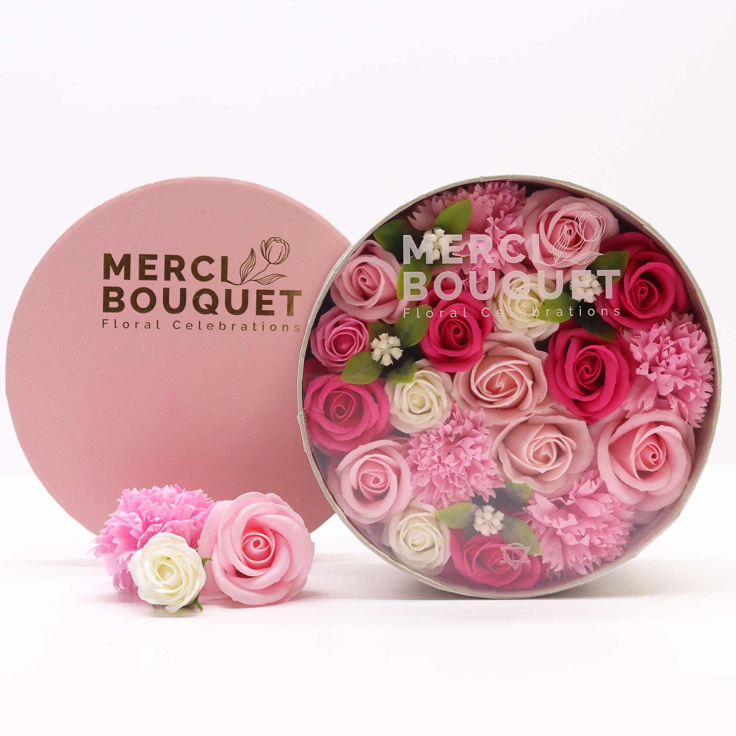 Round Box Flower Shaped Soap Gift Boxes - Pink Collection