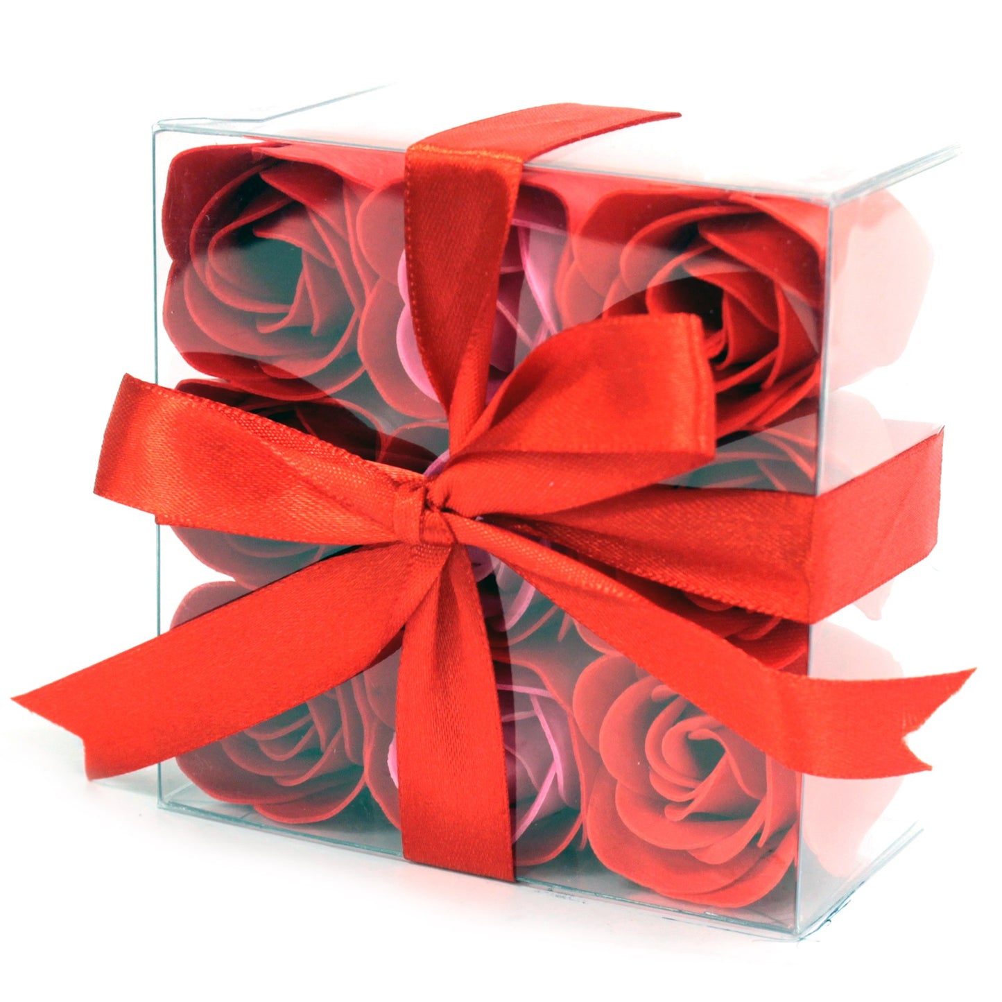 Square Box of 9 Roses from the Luxury Flower Shaped Soaps - Red Collection