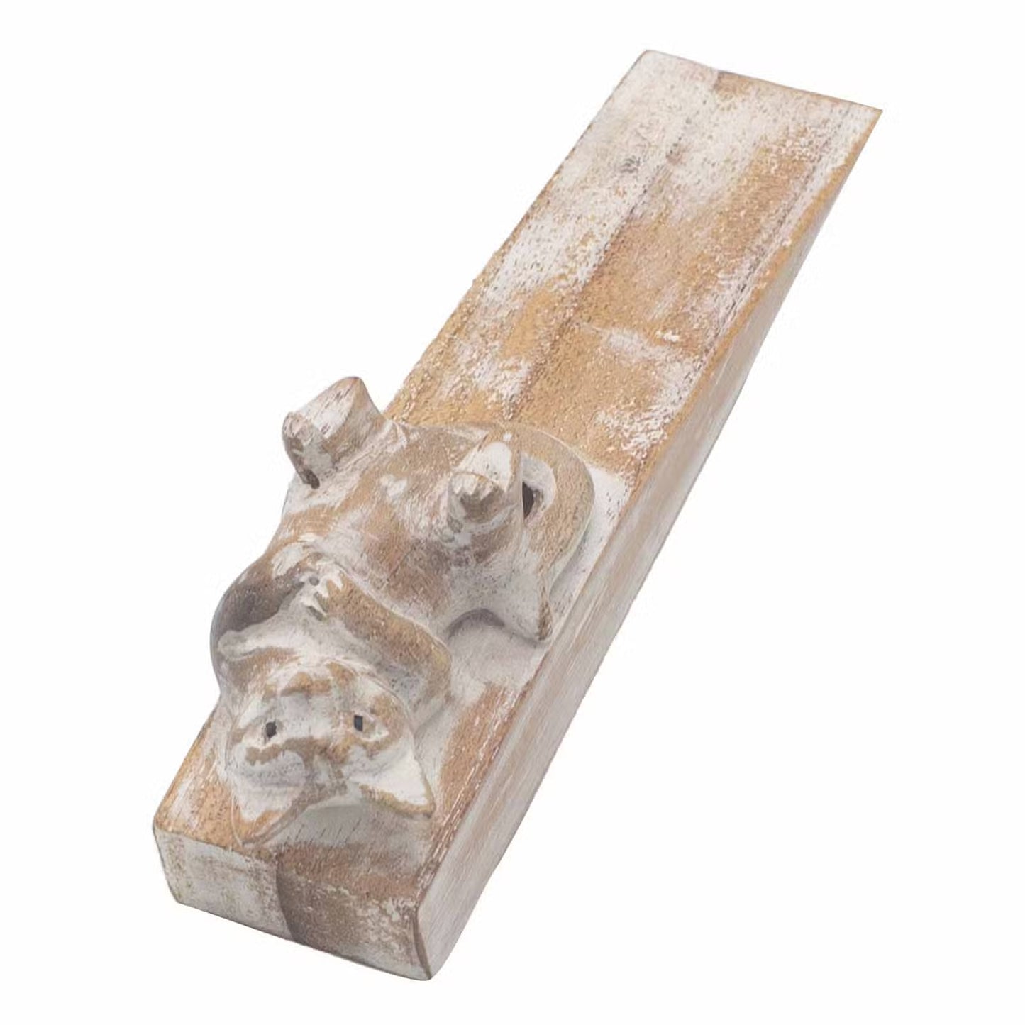 Hand-Carved Eco-Friendly Wooden Animal Doorstop - Kitten