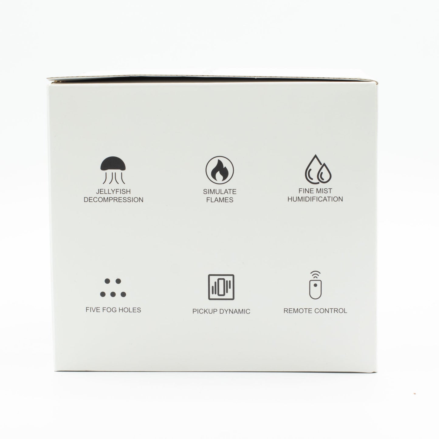 USB Aroma Diffuser - Jellyfish with Puff Effect box with icons for colourful lights, flame mist and remote control by Quintessential Holistic Health Ltd