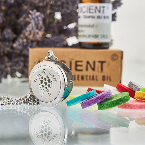 Aromatherapy Essential Oil Chain Necklace - Small / Turtle product packaging on clean background from Quintessential Holistic Health Ltd
