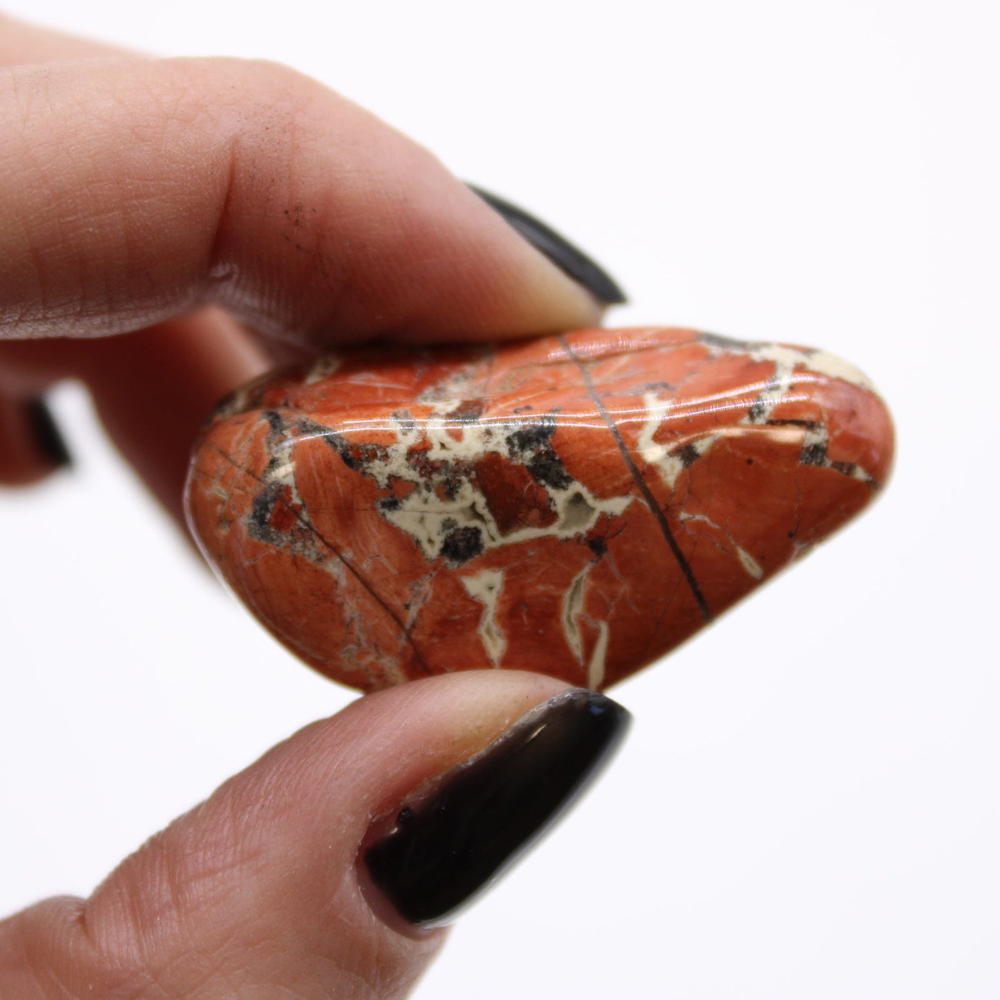 12 x Polished Natural Tumble Stones - Medium / Brecciated Light Jasper product packaging on clean background from Quintessential Holistic Health Ltd