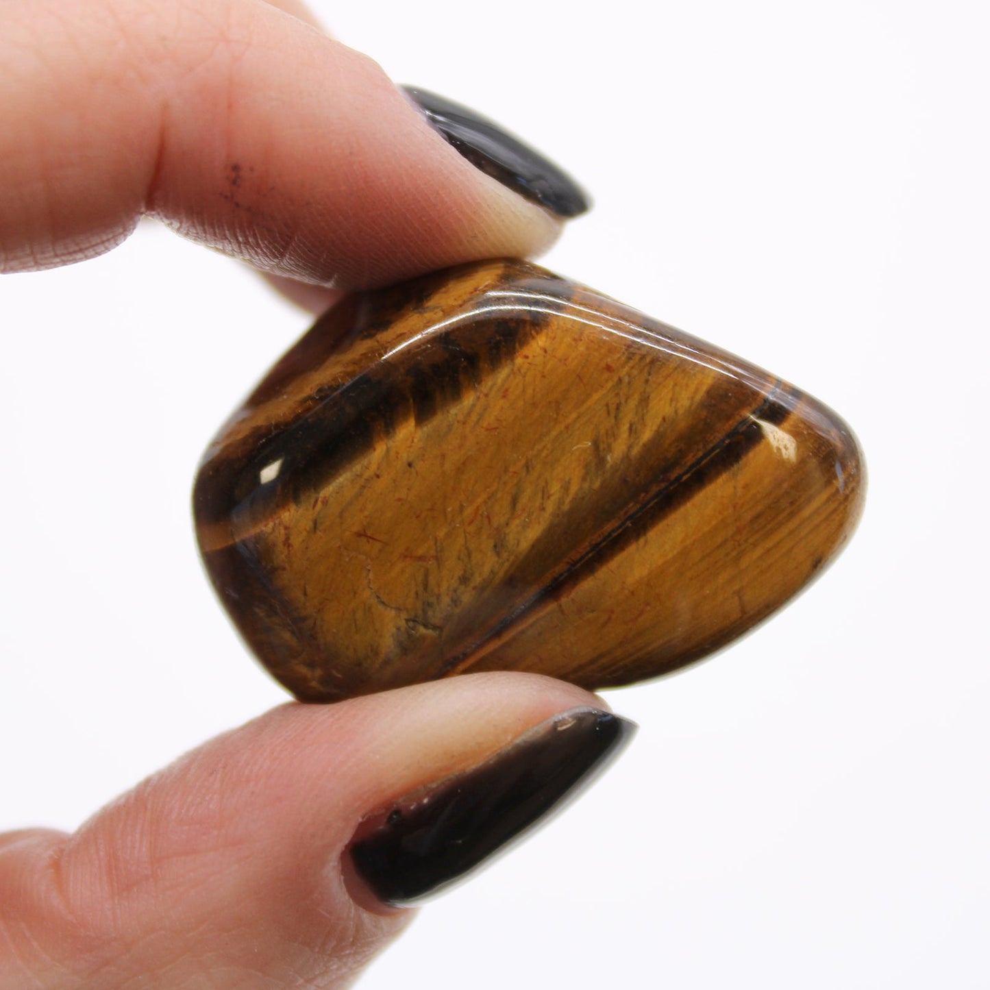 12 x Polished Natural Tumble Stones - Medium / Golden Tigers Eye product packaging on clean background from Quintessential Holistic Health Ltd