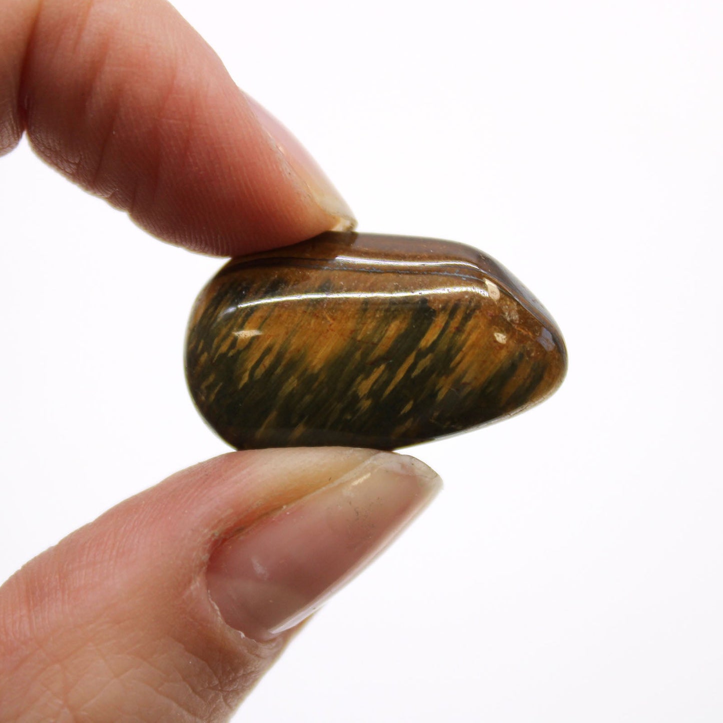 24 x Polished Natural Tumble Stones - Small / Variegated Tigers Eye product packaging on clean background from Quintessential Holistic Health Ltd