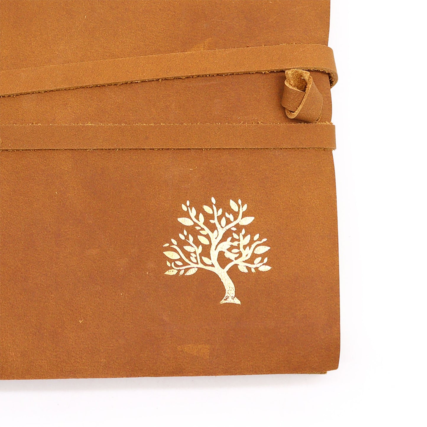 Handmade Leather-Bound Eco-Friendly Sketchbook with Wrap - Extra Large / Tan / Golden Tree