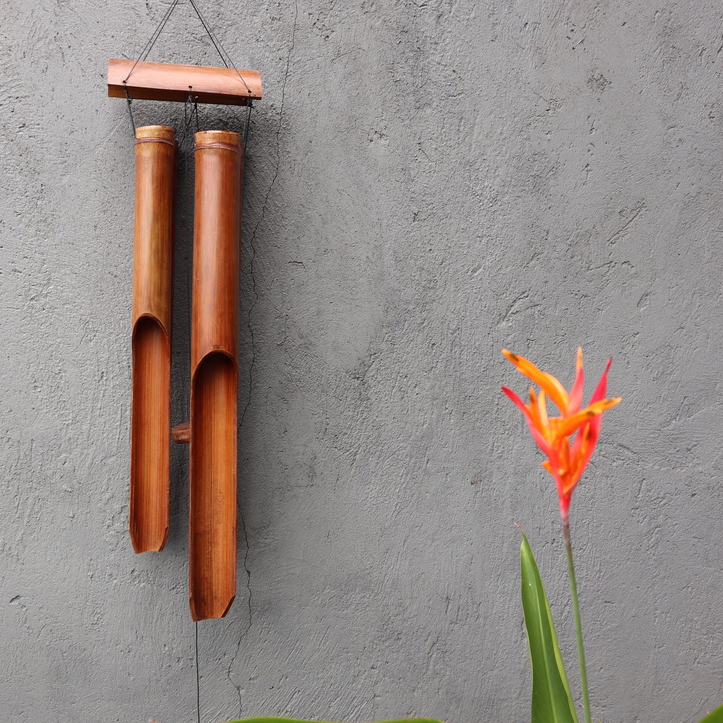 Handcrafted Bamboo Wind Chime - Natural / 4 Large Tubes