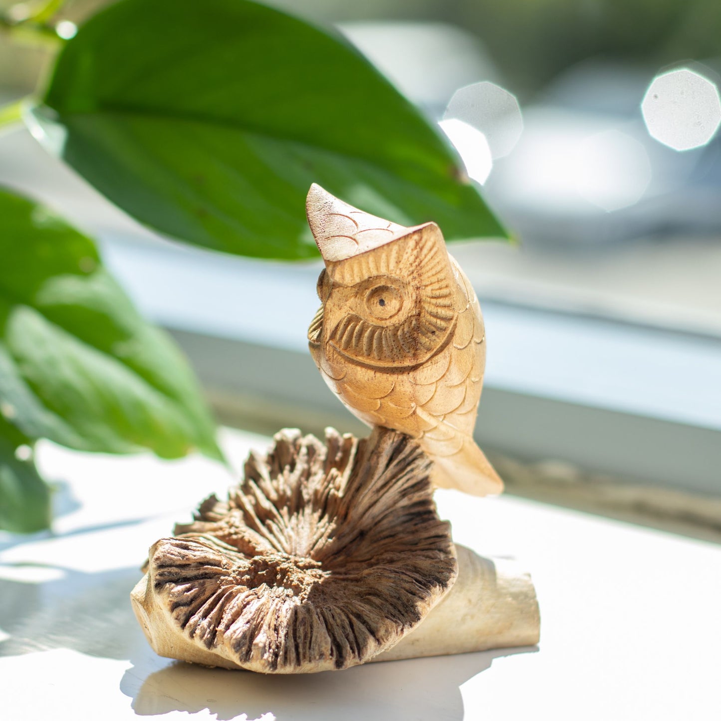 QHH Sylvan Handmade Owl Wood Carving - Parasite Wood