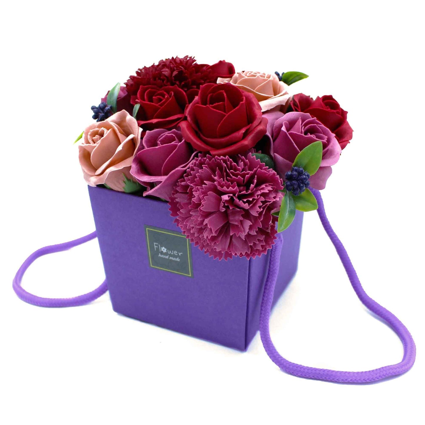 Luxury Soap Flower Bouquet Box - Reds and Purples