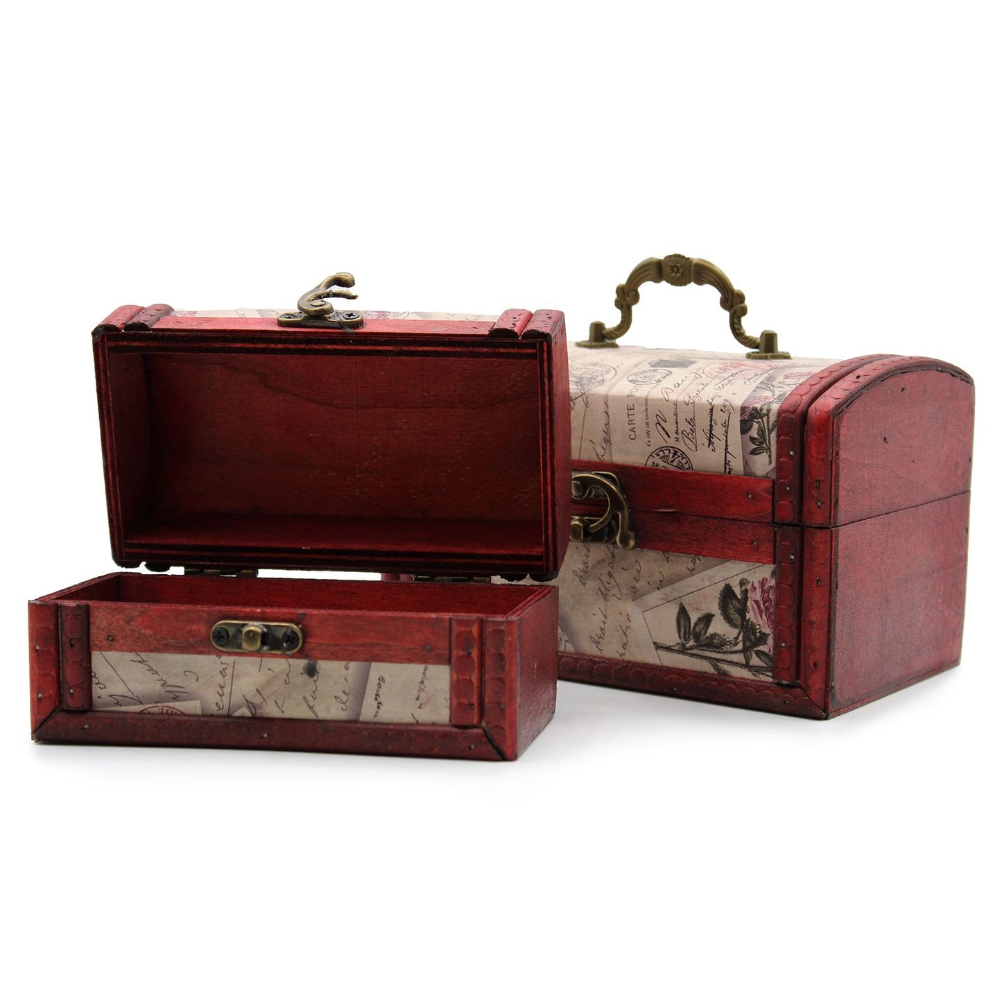 Set of 2 Decorative Vintage Style Storage Chests - Roses