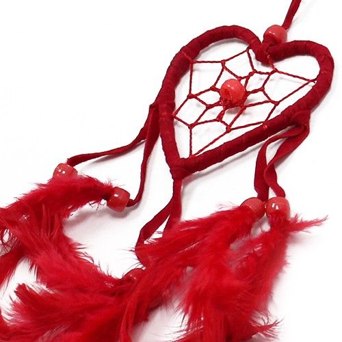 6 x Hand Crafted Dreamcatchers - Small / Heart / Red, White and Black