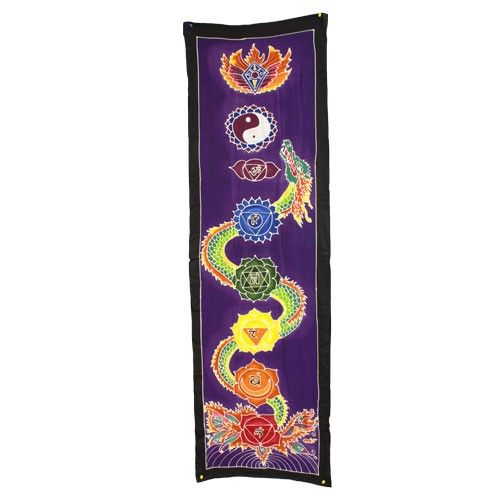 Handmade Batik Wall Art Drop Banner - Chakra / Dragon