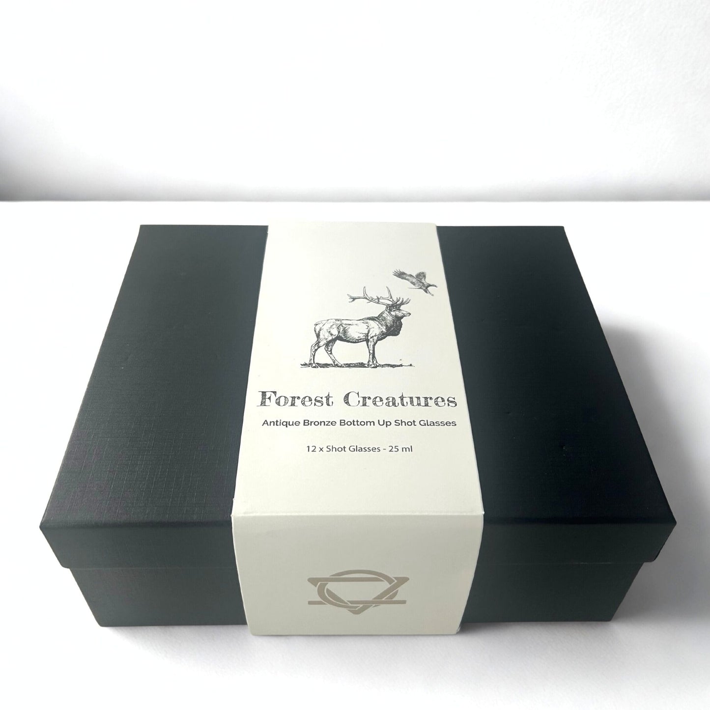 Set of 12 x 25ml Mystical Forest Creatures Glasses - Antique Bronze