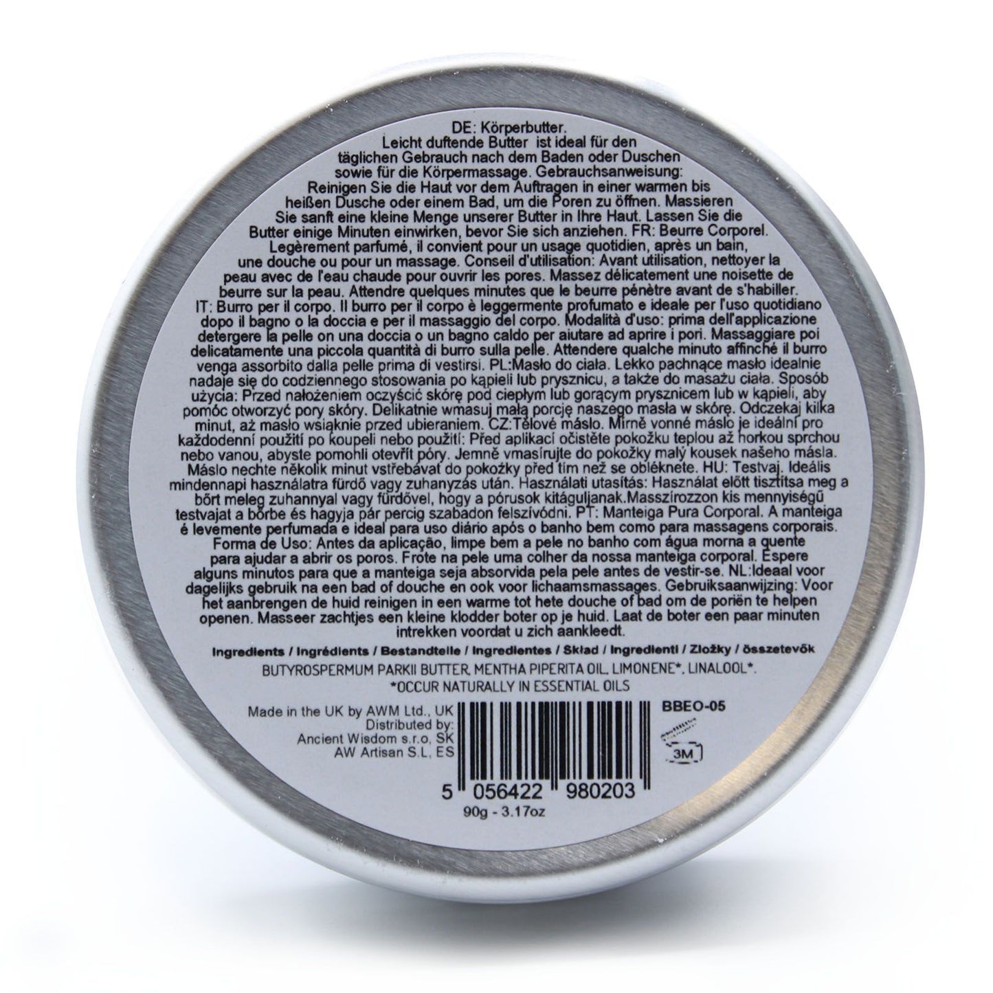 90g Vegan-Friendly Pure Essential Oil Aromatherapy Shea Body Butter - Peppermint