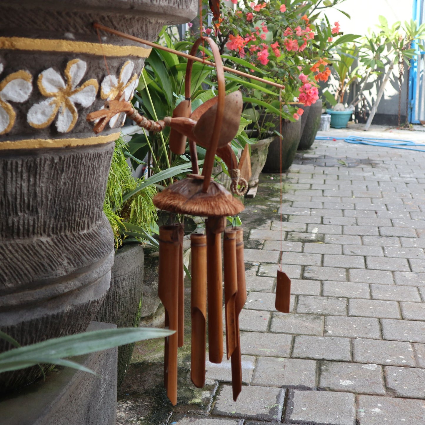 Hand Crafted Bamboo Wind Chime - Natural / Dragon