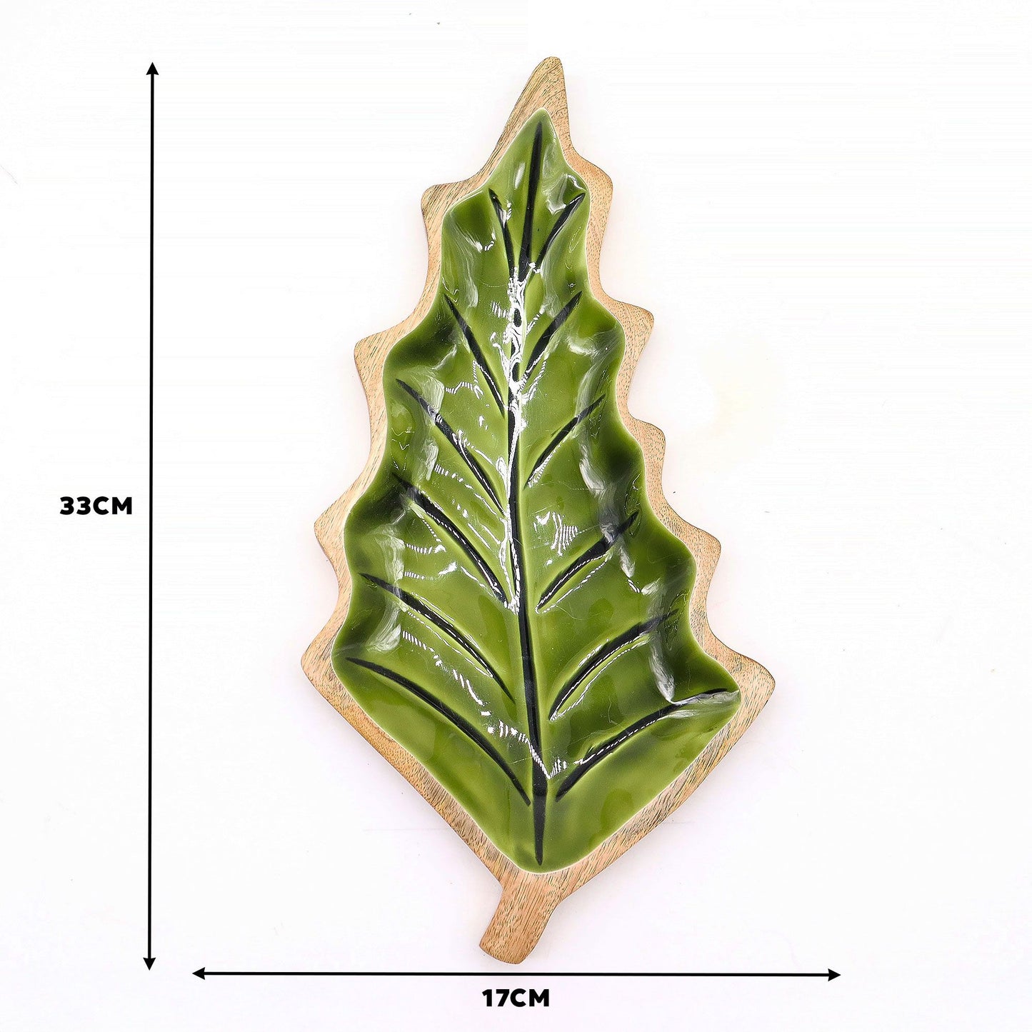 Handcrafted Enamel Wooden Bowl - Leaf