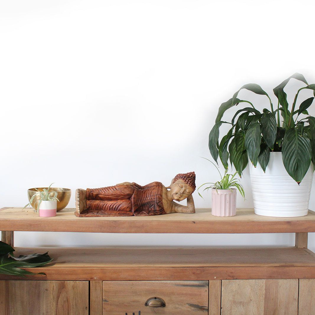 Hand Carved Suar Wooden Sleeping Buddha - 50cm