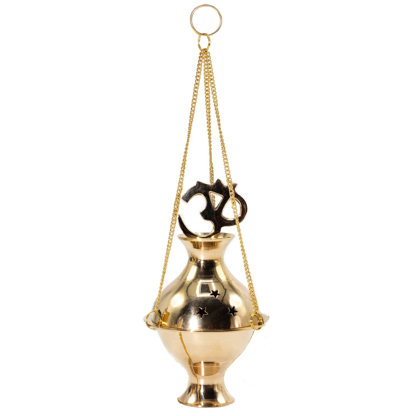 Handmade Brass Hanging Incense Burner - Om