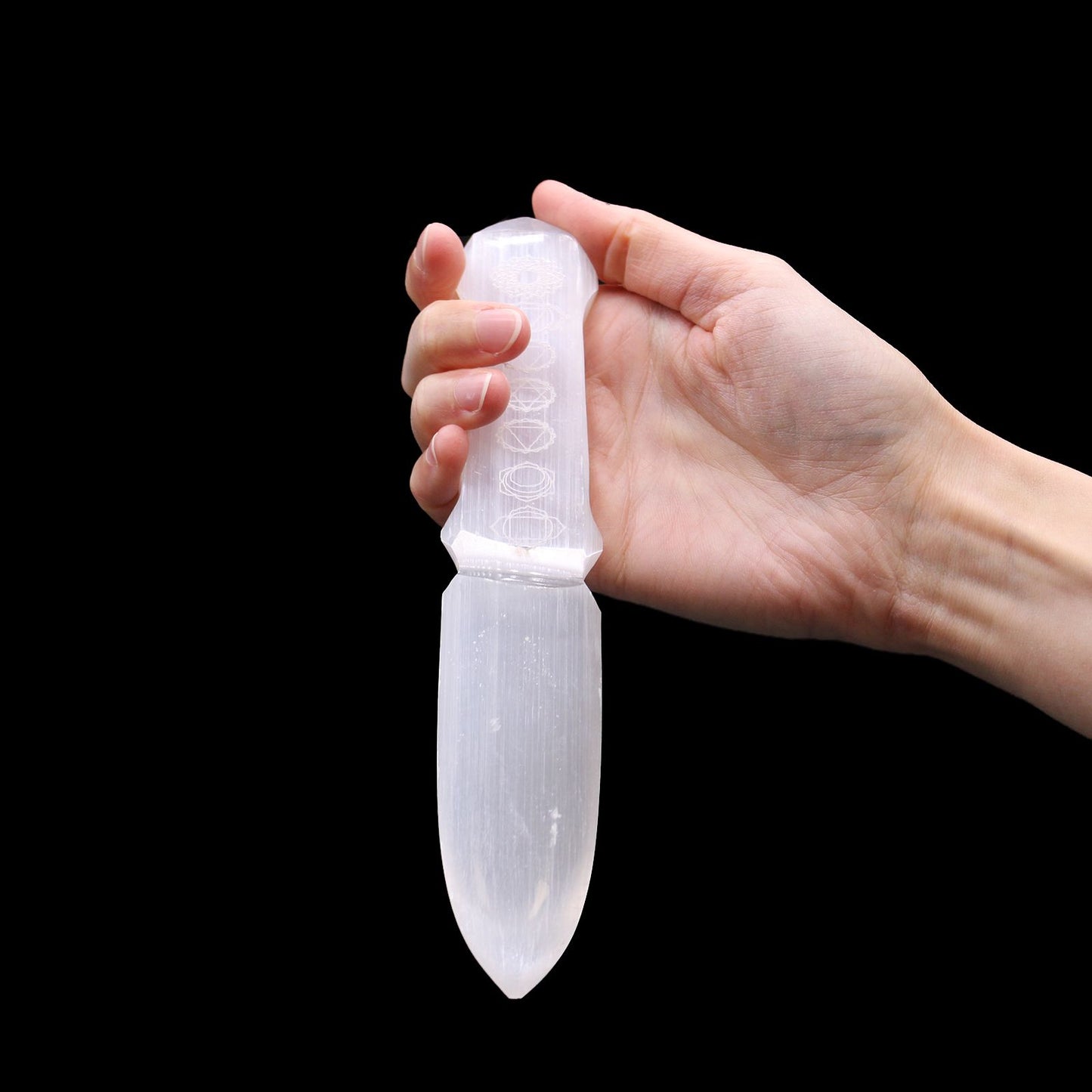 Handmade Selenite Ceremonial Knife - Chakra