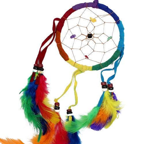 6 x Hand Crafted Dreamcatchers - Medium / Round / Rainbow product packaging on clean background from Quintessential Holistic Health Ltd