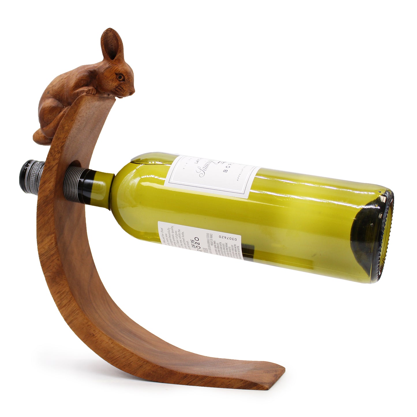 Handmade High Quality Suar Wood Balancing Animal Wine Bottle Holder / M - Z