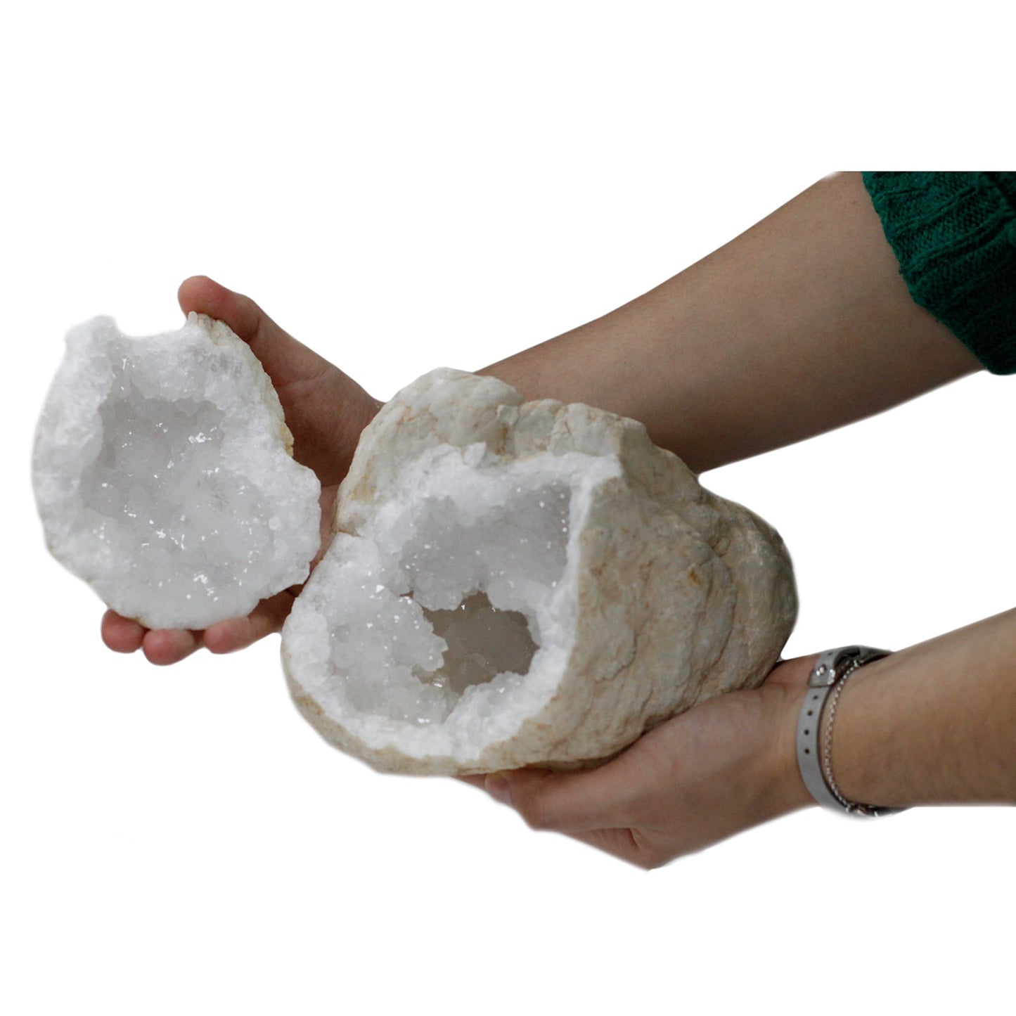 Natural Calcite Geode - Extra Large product packaging on clean background from Quintessential Holistic Health Ltd
