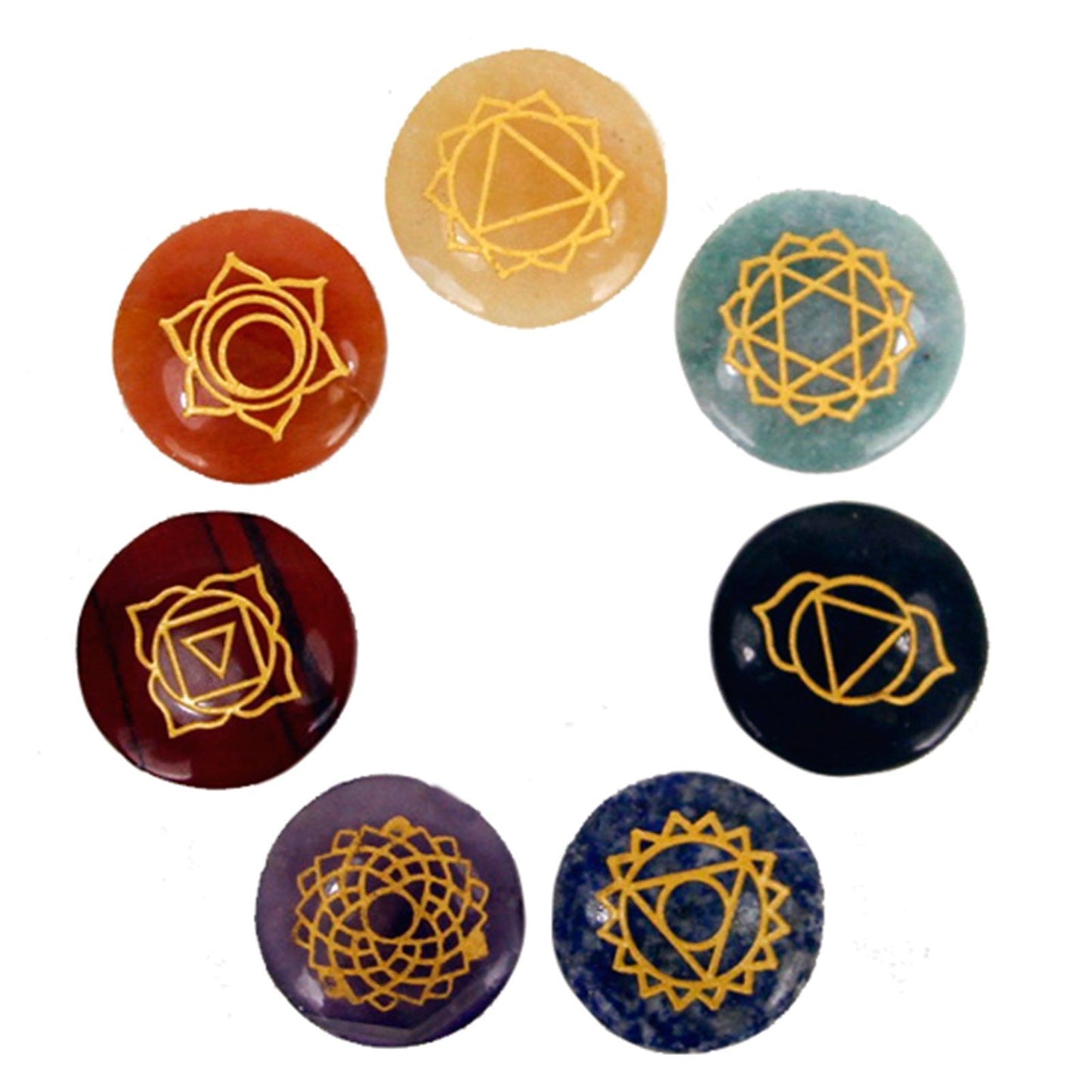 Geometric Rounded Chakra Stones Set - Small product packaging on clean background from Quintessential Holistic Health Ltd