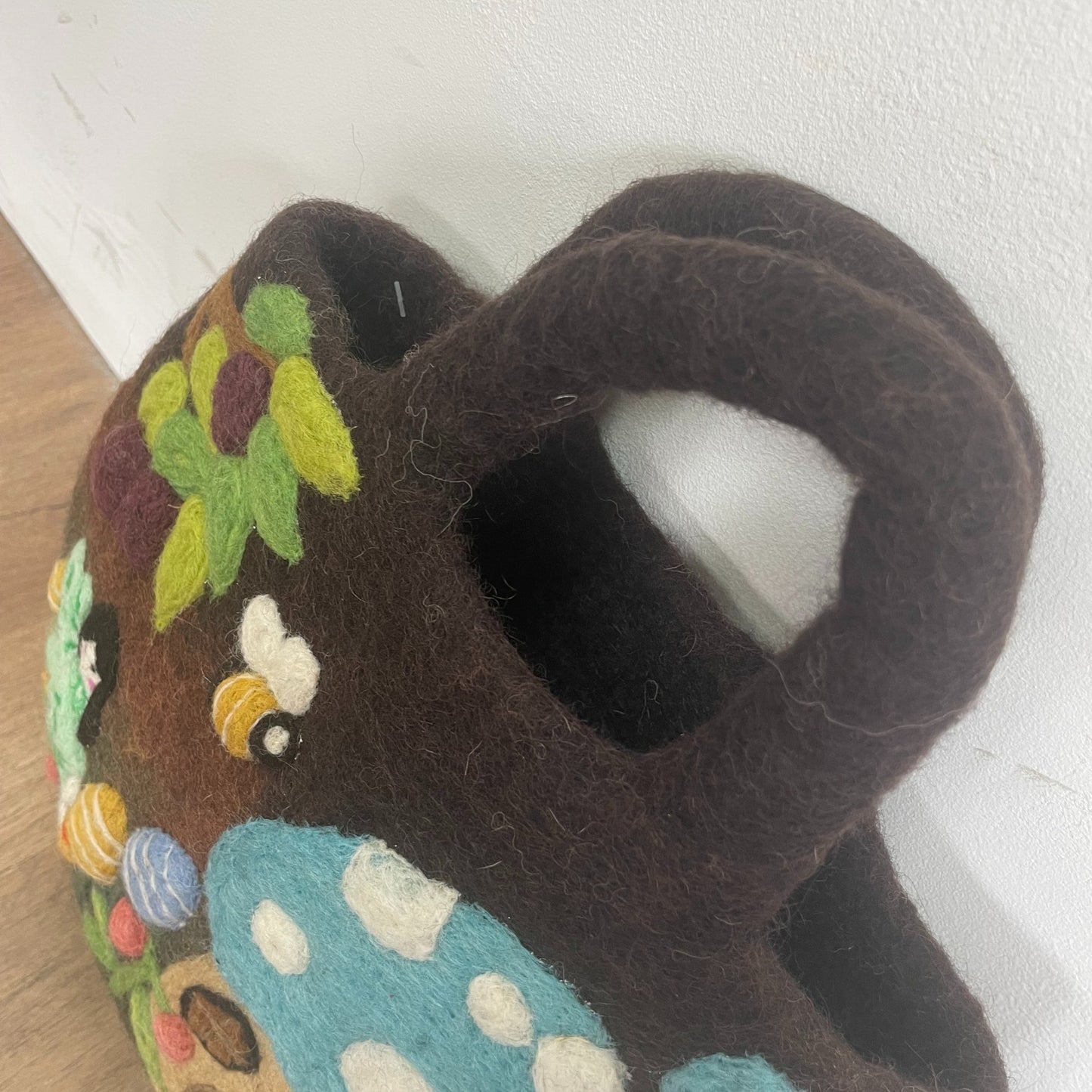 Handcrafted Wool Water Felted Two Handled Bag - Fairy Garden product packaging on clean background from Quintessential Holistic Health Ltd