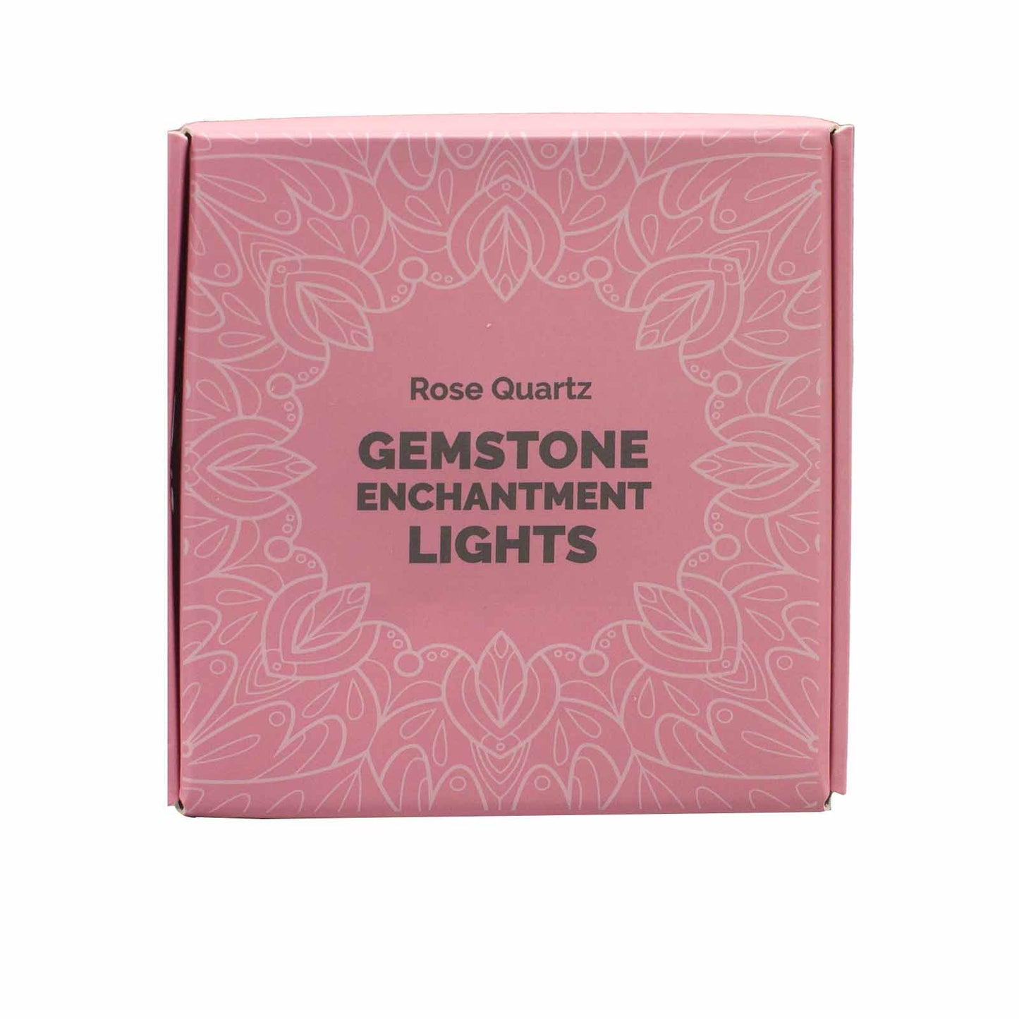 Gemstone Indoor Enchantment Lights - Rose Quartz, shown as a closed dusty pink patterned box by Quintessential Holistic Health Ltd