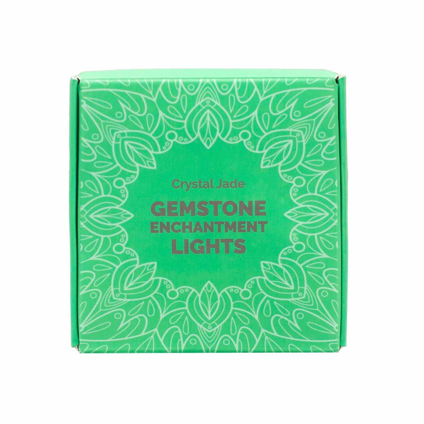 Gemstone Indoor Enchantment Lights - Crystal Jade, shown as a closed bright green patterned box by Quintessential Holistic Health Ltd