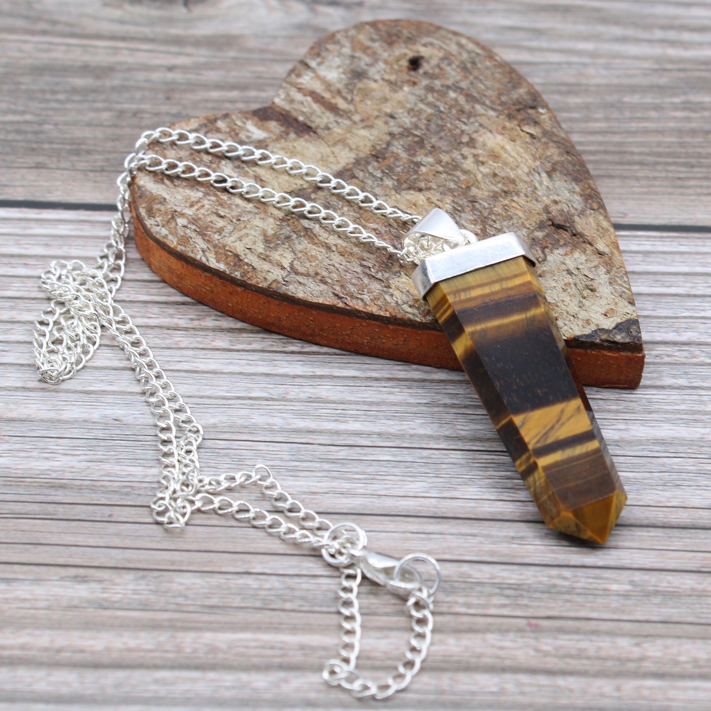 Flat Pencil Gemstone Unisex Pendant