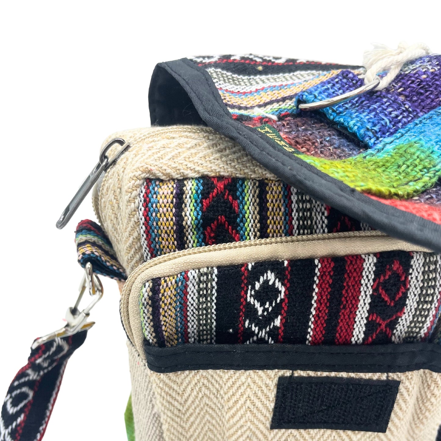 Eco-Friendly Hemp and Cotton Messenger Bag - Tie Dyed product packaging on clean background from Quintessential Holistic Health Ltd