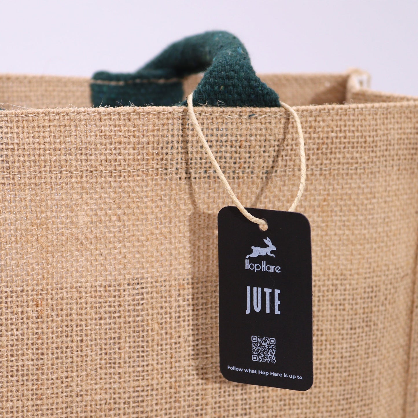 Eco-Friendly Jute Tote Bag - I Am Rare with a black JUTE swing tag and dark green trim by Quintessential Holistic Health Ltd