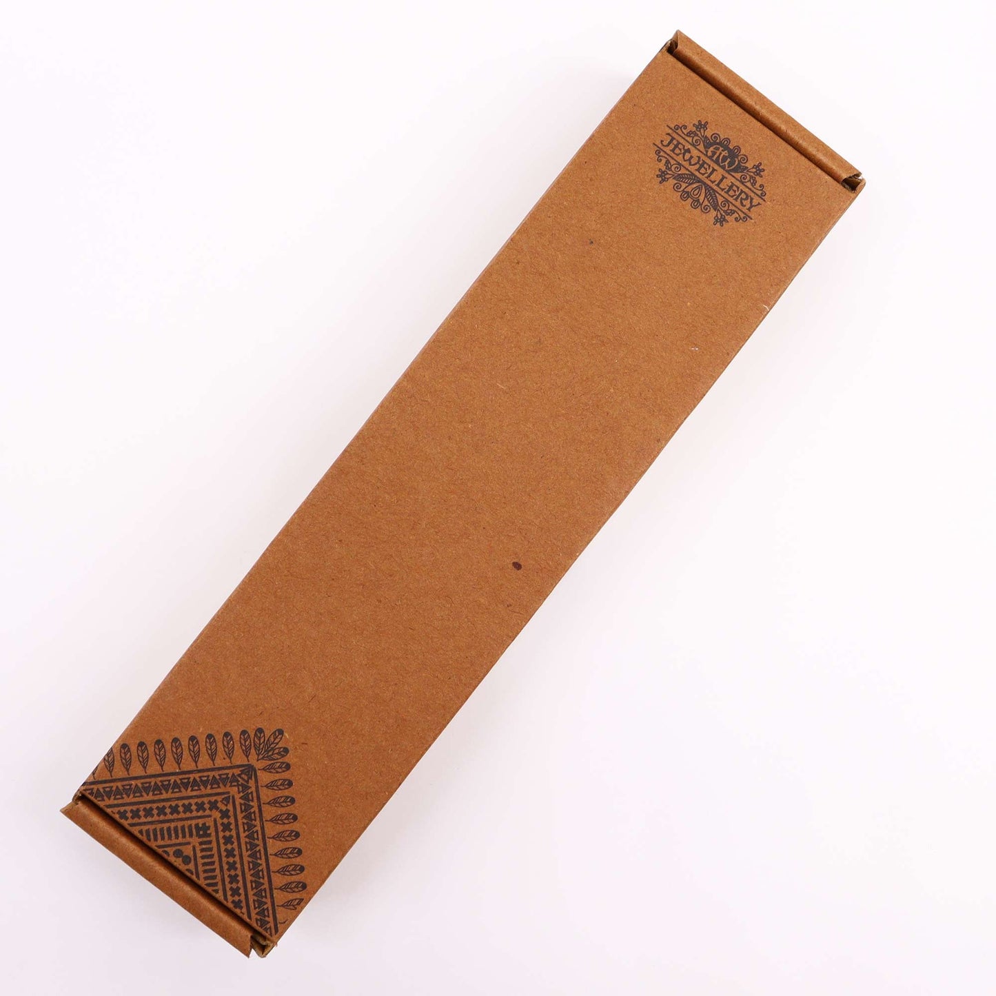 Handmade Twisted Teak Wood Wand - XL - Rock Quartz Gemstone, represented by a long brown presentation box with dark corner motifs by Quintessential Holistic Health Ltd