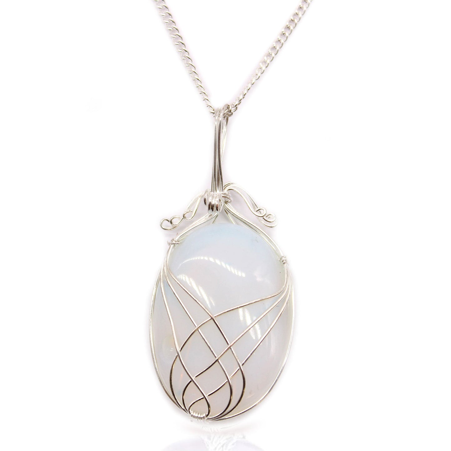 Swirl Wrapped Gemstone Necklace - Opalite product packaging on clean background from Quintessential Holistic Health Ltd