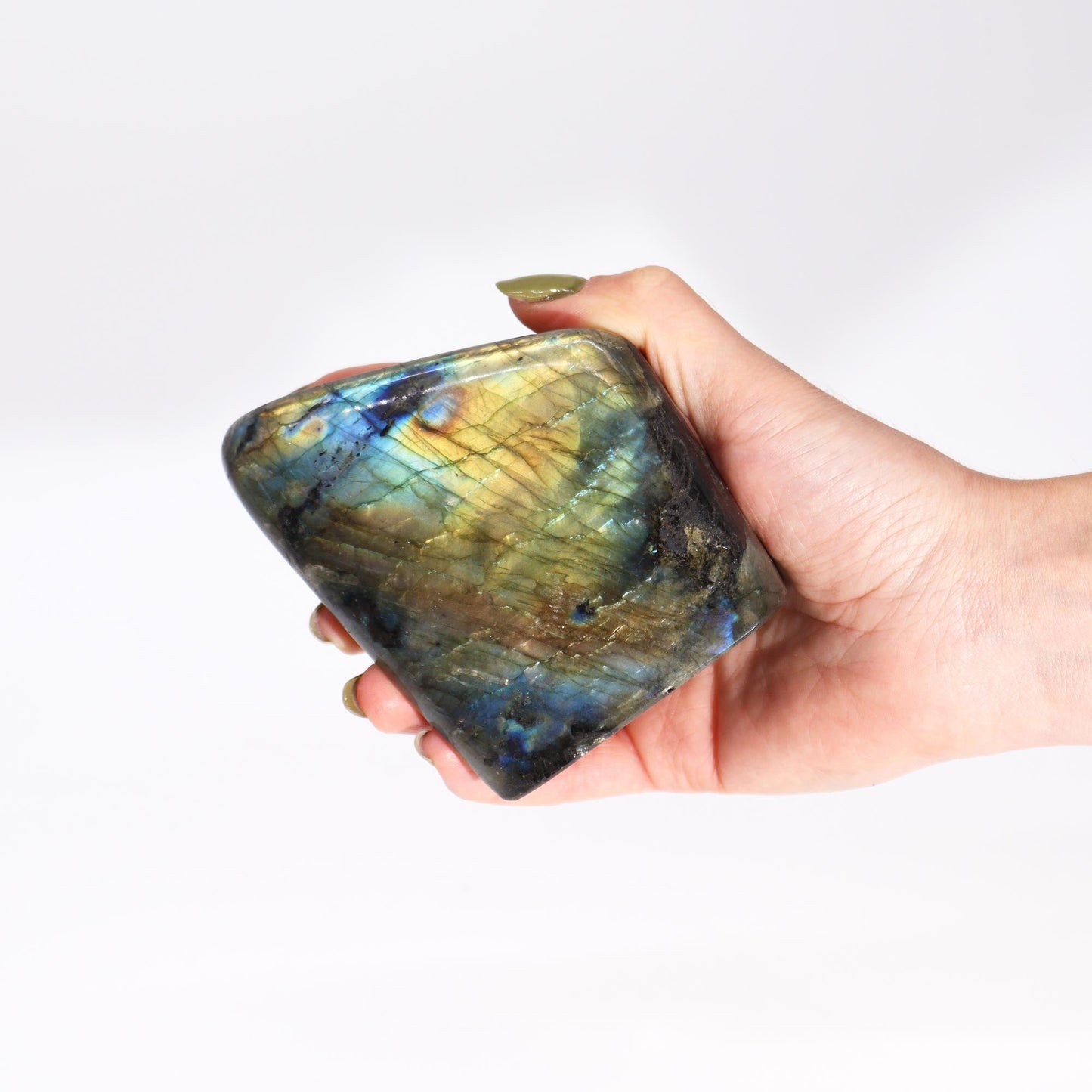 Natural Labradorite Stone - Large product packaging on clean background from Quintessential Holistic Health Ltd