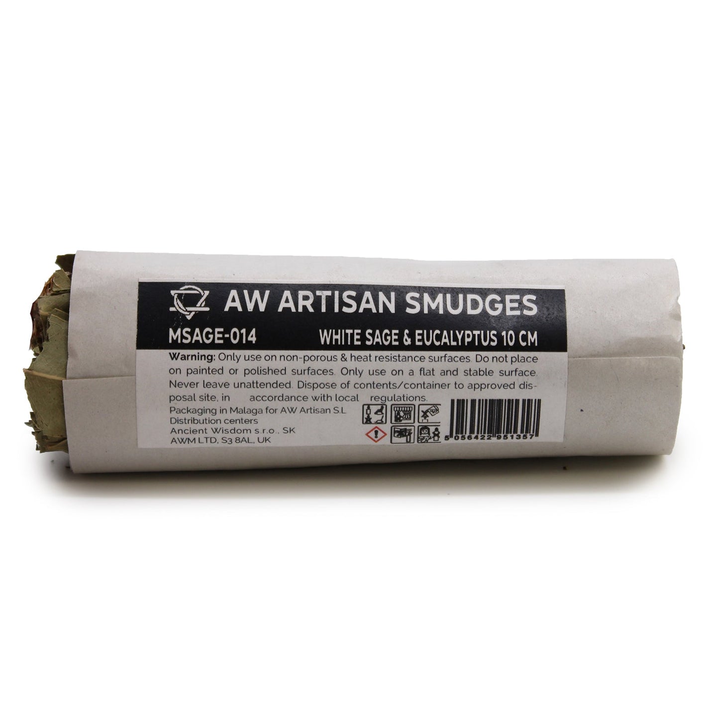 10cm Handcrafted Incense Smudge Stick - White Sage and Eucalyptus product packaging on clean background from Quintessential Holistic Health Ltd