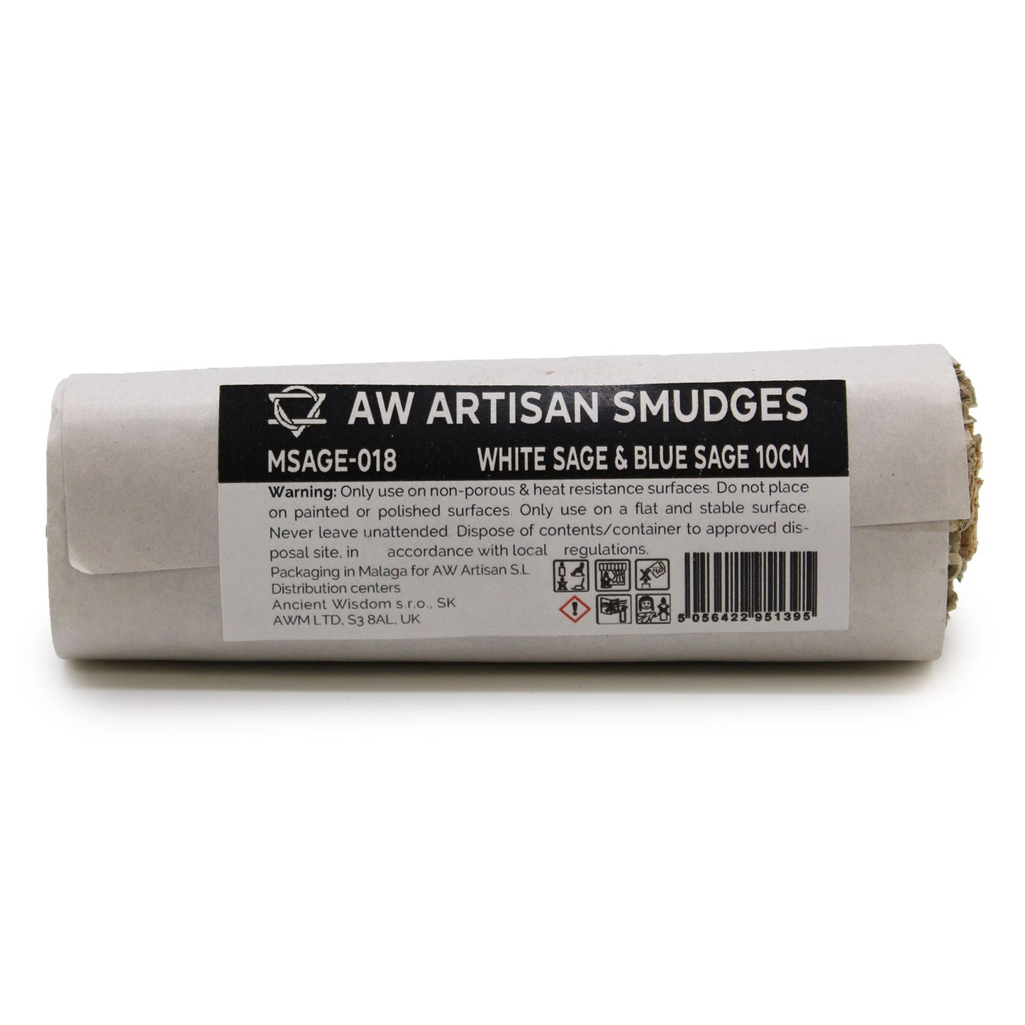 10cm Handcrafted Incense Smudge Stick - White Sage and Blue Sage product packaging on clean background from Quintessential Holistic Health Ltd
