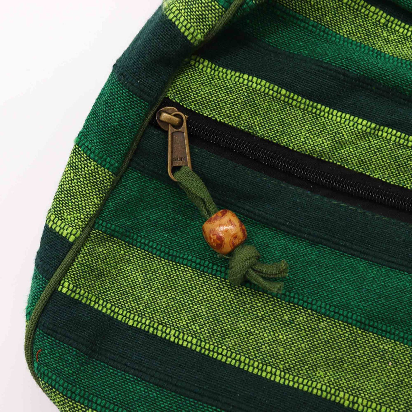 Handmade Eco-Friendly Cotton Nepalese Style Sling Bag with an Adjustable Strap - Large / Forest Green product packaging on clean background from Quintessential Holistic Health Ltd